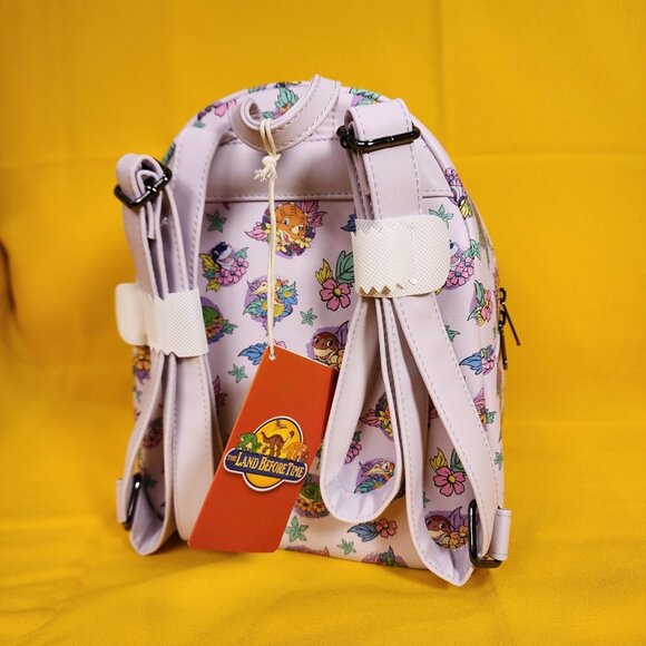 Loungefly The Land Before Time Dinosaurs Floral Purple Soft Tag Mini Backpack - Picture 6 of 12